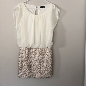 White sequin skirt dress